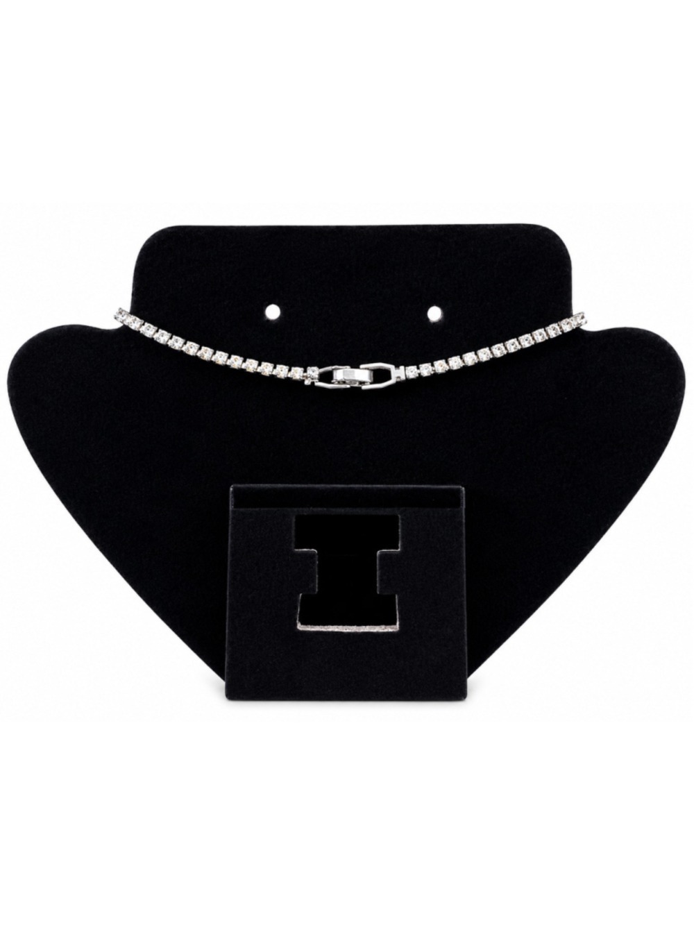 Vintage Style Black Marquise Rhinestone Tennis Necklace Silver Tone Statement Je - Picture 3 of 3